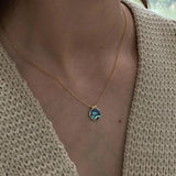 925 Silver Abalone Shell Pendant Necklace Colorful Small Necklace