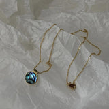 925 Silver Abalone Shell Pendant Necklace Colorful Small Necklace