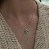 925 Silver Abalone Shell Pendant Necklace Colorful Small Necklace