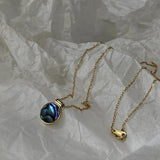 925 Silver Abalone Shell Pendant Necklace Colorful Small Necklace