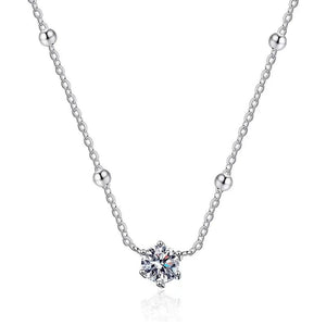 0.5ct D Moissanite Necklace Platinum 925 Silver Bead Pendant