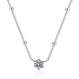 0.5ct D Moissanite Necklace Platinum 925 Silver Bead Pendant