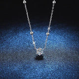 0.5ct D Moissanite Necklace Platinum 925 Silver Bead Pendant