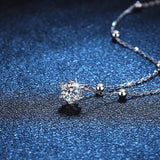 0.5ct D Moissanite Necklace Platinum 925 Silver Bead Pendant