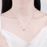 0.5ct D Moissanite Necklace Platinum 925 Silver Bead Pendant