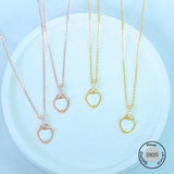 925 Silver Heart Opal CZ Women Necklace