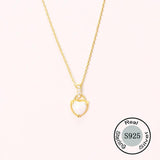 925 Silver Heart Opal CZ Women Necklace