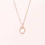 925 Silver Heart Opal CZ Women Necklace