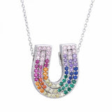 925 Sterling Silver Rainbow U Pendant Double U Necklace European Jewelry