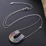 925 Sterling Silver Rainbow U Pendant Double U Necklace European Jewelry