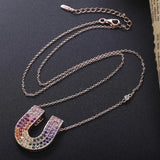 925 Sterling Silver Rainbow U Pendant Double U Necklace European Jewelry