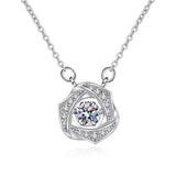 925 Sterling Silver 0.3ct Moissanite Rose Necklace for Women