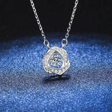 925 Sterling Silver 0.3ct Moissanite Rose Necklace for Women