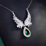 Emerald Necklace with High Carbon Diamond - Women's Jewelry Gift