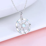 925 Silver Opal Nautical Dream Compass Pendant Necklace
