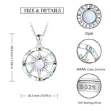 925 Silver Opal Nautical Dream Compass Pendant Necklace