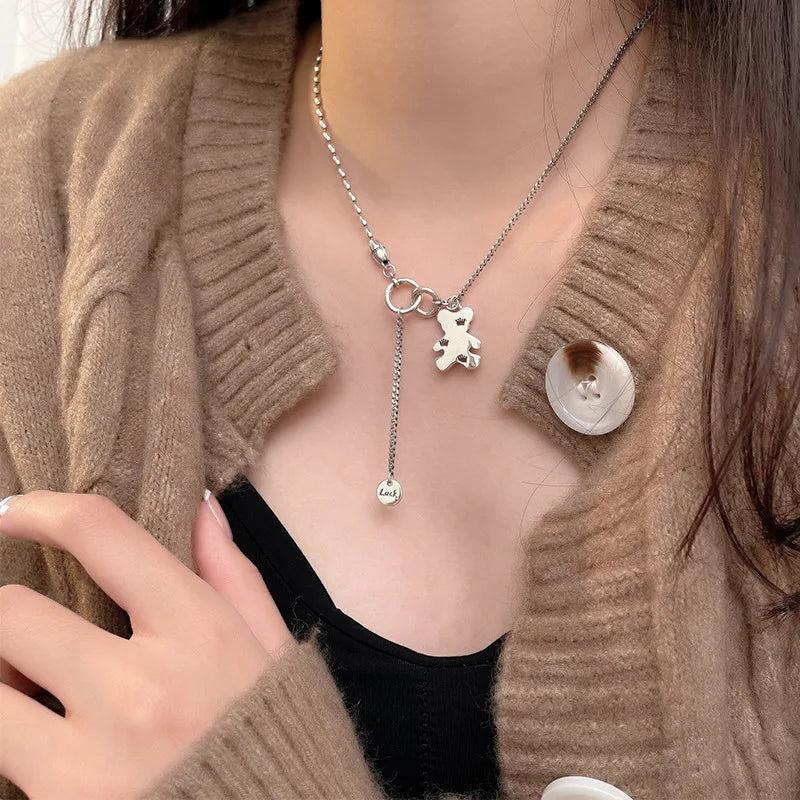 SHANICE S925 Silver Bear Necklace for Women