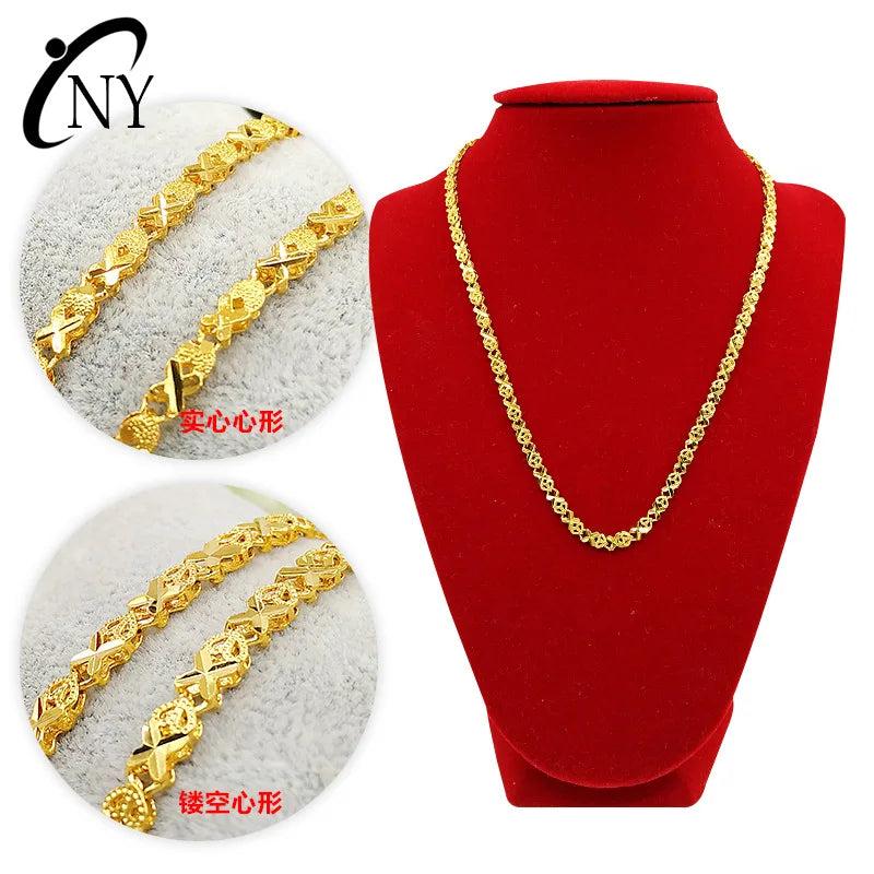 Retro 14K Necklace Yellow Statement Chain Choker