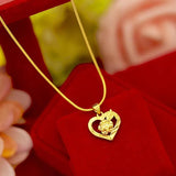 Heart Shaped 14k Yellow Pendant Necklace for Women Wedding