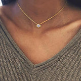 S925 Silver Rose CZ Necklace for Women Wedding Jewelry