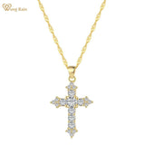925 Silver Cross Pendant Necklace with High Carbon Diamonds - Fine Jewelry