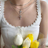 925 Silver Cross Pendant Necklace with High Carbon Diamonds - Fine Jewelry