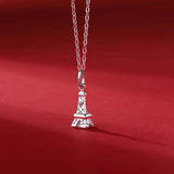 925 Silver Moissanite Tower Necklace for Women Diamond Test Charm Necklace