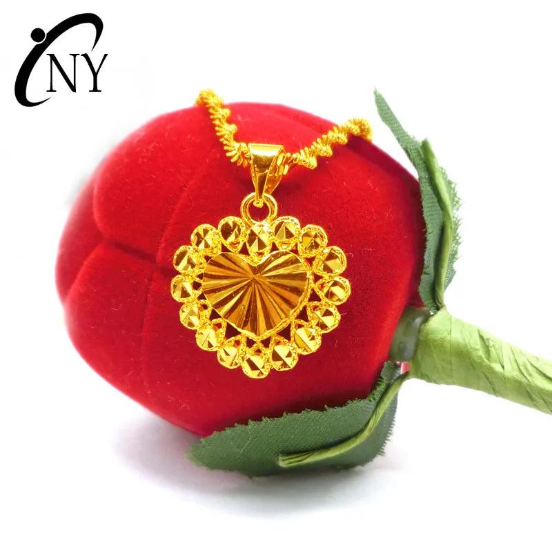 14k Heart Shaped Pendant Choker Necklace for Women Wedding Jewelry