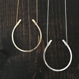 925 Silver Horseshoe Necklace Vintage Choker Charm Pendant