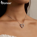 Double Layer Heart CZ Necklace 925 Silver Chain Wedding Gift