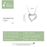 Double Layer Heart CZ Necklace 925 Silver Chain Wedding Gift