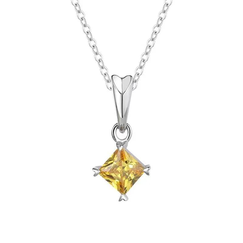 Yellow CZ Pendant Necklace 925 Sterling Silver