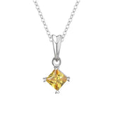 Yellow CZ Pendant Necklace 925 Sterling Silver