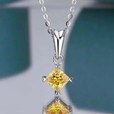 Yellow CZ Pendant Necklace 925 Sterling Silver