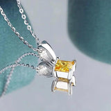 Yellow CZ Pendant Necklace 925 Sterling Silver