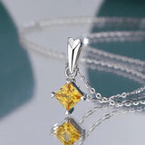 Yellow CZ Pendant Necklace 925 Sterling Silver