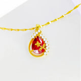 Ruby Stone Necklace for Women's Wedding Gift with Diamond Inlaid Charms