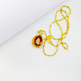 Ruby Stone Necklace for Women's Wedding Gift with Diamond Inlaid Charms