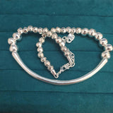 925 Silver Charm Beads Necklace Jewelry