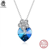 925 Silver Heart Shape Crystal Necklace with CZ Pendant