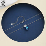 925 Silver Heart Shape Crystal Necklace with CZ Pendant
