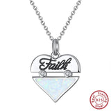 Fire Opal Heart Necklace Sterling Silver Pendant for Women Present