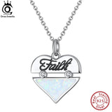 Fire Opal Heart Necklace Sterling Silver Pendant for Women Present