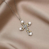 Malanda 925 Sterling Silver Pearl Cross Pendant Necklace For Women