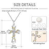 Malanda 925 Sterling Silver Pearl Cross Pendant Necklace For Women