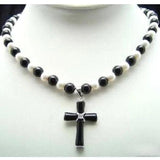 Genuine Pearl 18K Crystal Cross Necklace