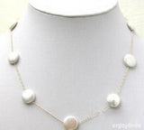 Coin Pearl Necklace 925 Sterling Silver Chain Clasp