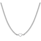 925 Silver Net Chain Necklace Enamel Heart Pendant Choker
