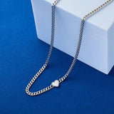 925 Silver Net Chain Necklace Enamel Heart Pendant Choker