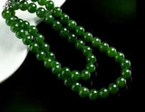 Kunlun Stone Bead Necklace 6-10mm Round Beads Green